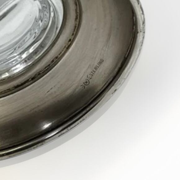 VTG Frank M Whiting Clear Glass Curved Candy Dish 925 Sterling Silver Base MCM - Picture 4 of 11